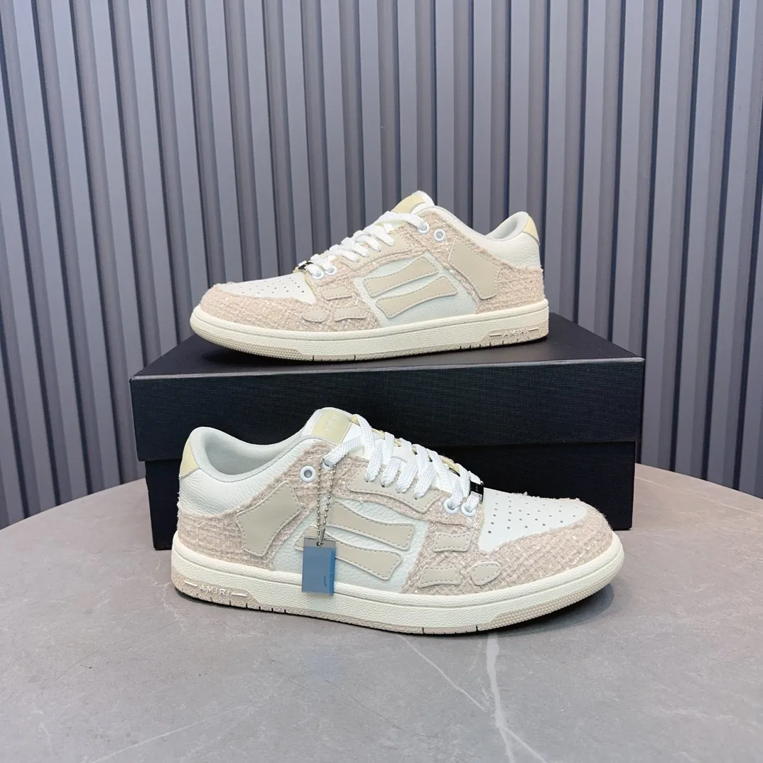 Men's men's shoes 💰600 AMIRI high street sneakers with bone sports shoes, toe layer cowhide upper, upper side bones, hand-stitched, good three-dimensional effect, customized metal LOGO, size 38-45 46